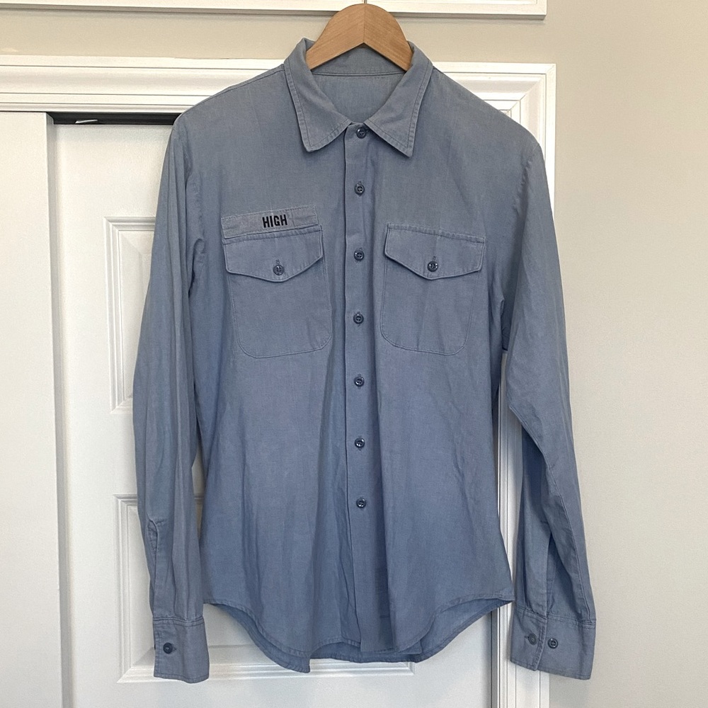 Vintage 1990s Navy chambray uniform shirt, size M/L